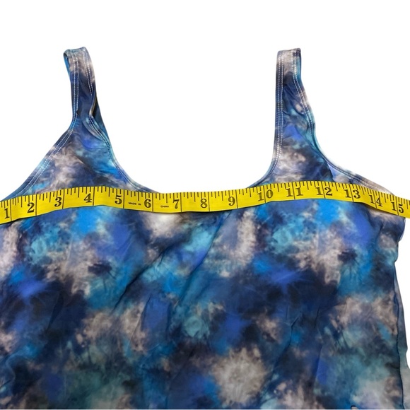 Women’s Blue Tie-Dye Swim Dress Size L Tummy Control One Piece Bathing Suit - Picture 3 of 12